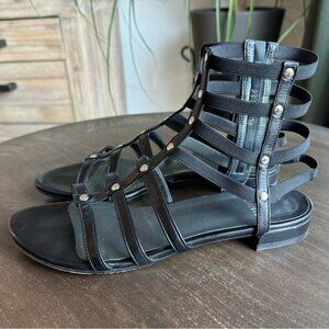 Stuart  Weitzman - Caesar Leather Gladiator Sandas - Black Leather‎ - Size 7
